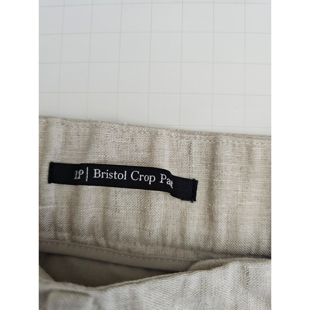 Talbots Bristol Crop Pants Womens 12P Beige 100% Linen Wide Leg Trousers Oatmeal - Picture 6 of 8